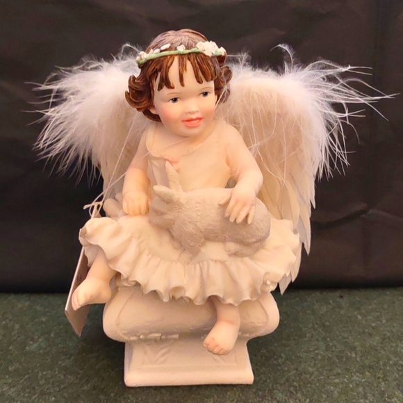 Heaven's Little Helpers Little Angel Holding a Rabbit by Nancy Woods - Picture 1 of 8